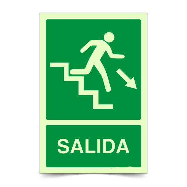 Salida Escalera Abajo Derecha Fotoluminiscente