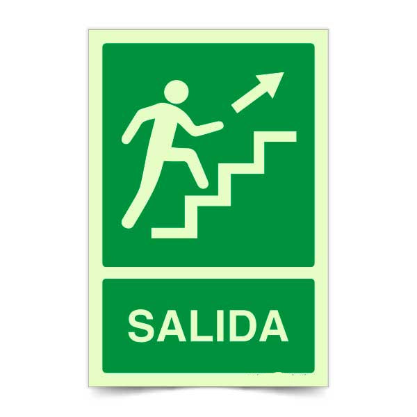 Salida Escalera Arriba Derecha Fotoluminiscente