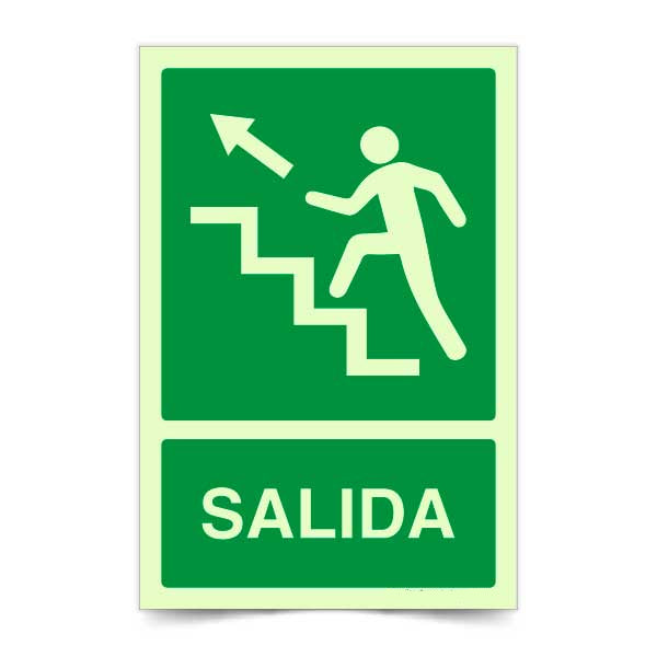 Salida Escalera Arriba Izquierda Fotoluminiscente