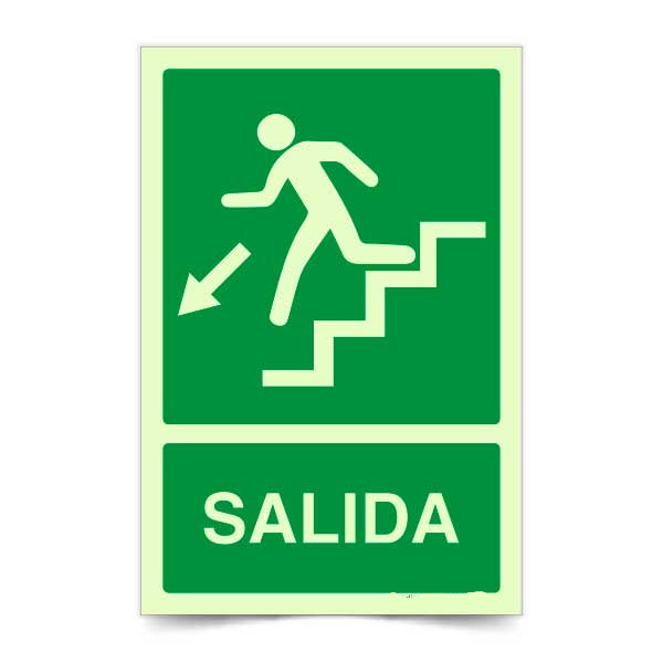 Salida Escalera Abajo Izquierda Fotoluminiscente