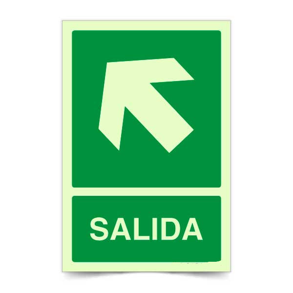 Salida Flecha Izquierda Arriba Fotoluminiscente