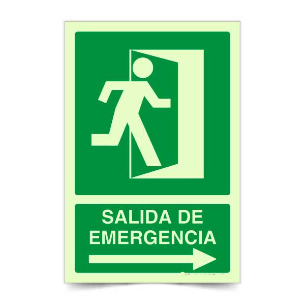 Salida de Emergencia Flecha Derecha Fotoluminiscente