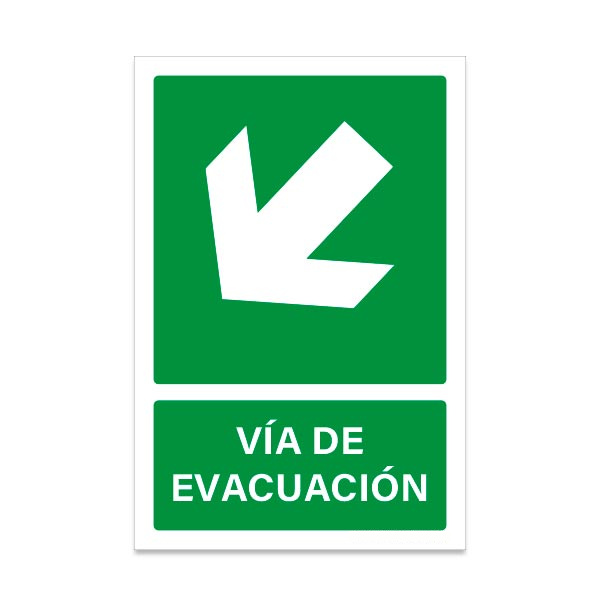 Vía de Evacuación Flecha Abajo Izquierda