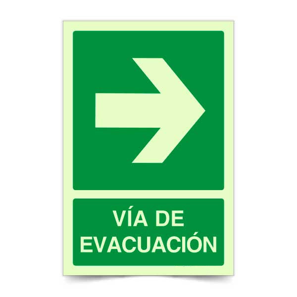 Vía de Evacuación Flecha Derecha Fotoluminiscente