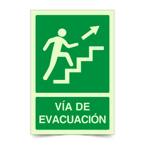 Vía de Evacuación Derecha Escalera Arriba Fotoluminiscente