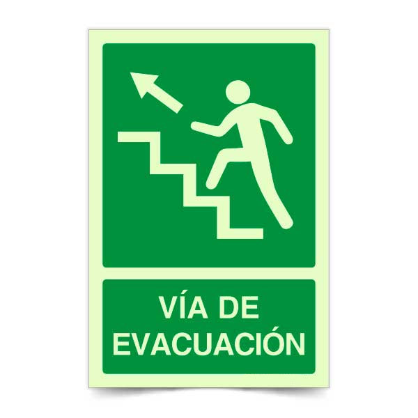 Vía de Evacuación Izquierda Escalera Arriba Fotoluminiscente