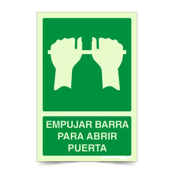 Empujar barra para abrir puerta Fotoluminiscente